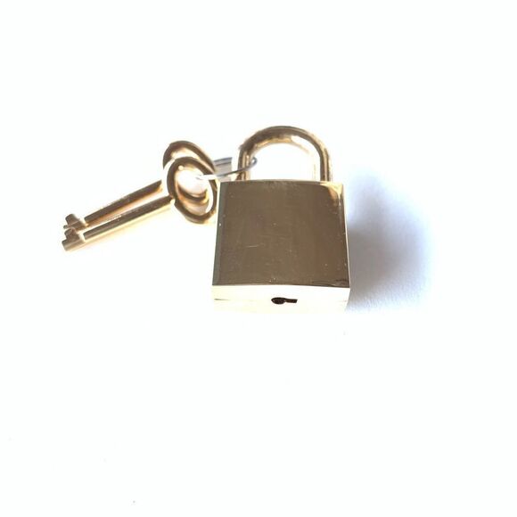 Pave crystal polished brass lock with 2 keys 1.5” x 1” modern Gothic purse - Picture 3 of 4